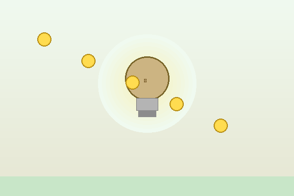 Animación de ahorro energético con bombilla y monedas